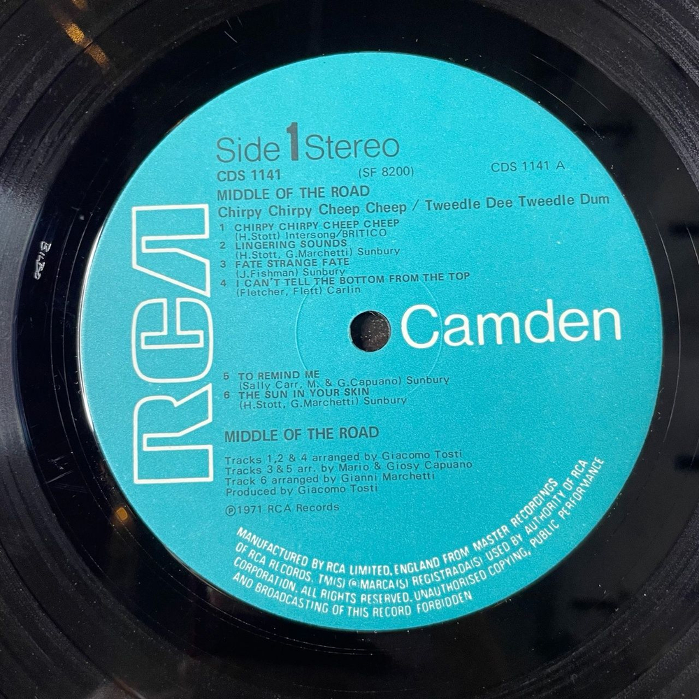 Винтажная виниловая пластинка LP Middle Of The Road Chirpy Chirpy Cheep Cheep Tweedle Dee, Tweedle Dum And Other Great Hits (UK 1972)