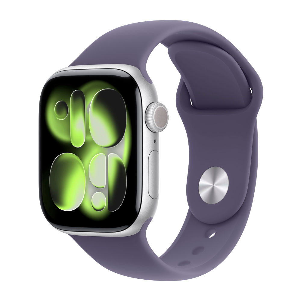 Умные часы Apple Watch Series 11 GPS, 42mm, Silver Aluminium Case with Purple Fog Sport Band, S/M