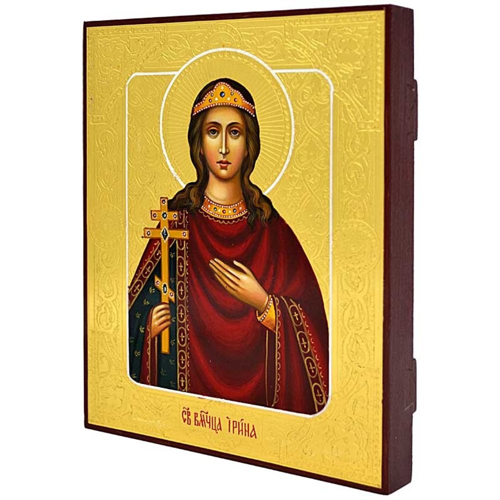Святая великомученица Ирина. Рукописная икона на липовой доске.