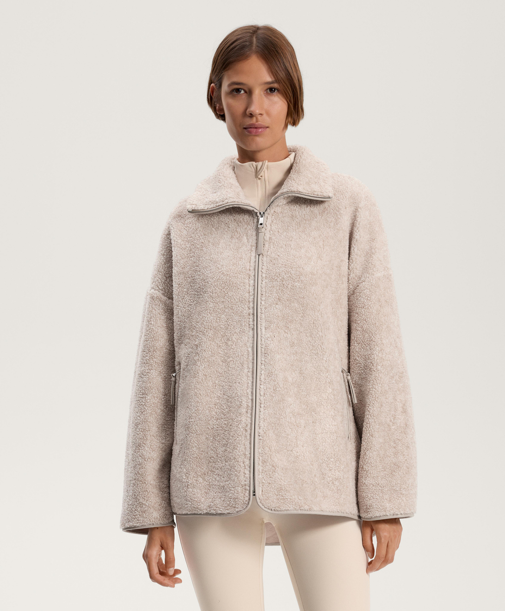 Oysho Куртка из искусственной шерсти, натуральный