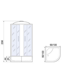 Душевая кабира  МОНОМАХ 10000012114 XL 90/44 С МЗ  с поддоном