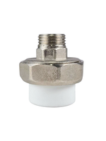 Муфта комбинированная разъемная (Американка) PPR наружная резьба 25х 1/2,  белый, RTP (140/10)