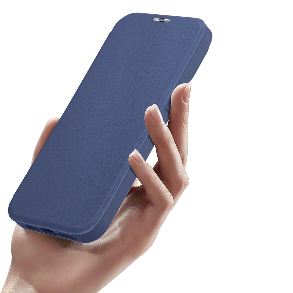Прозрачный чехол книжка синего цвета с поддержкой MagSafe от Dux Ducis для iPhone 14 Pro, серия Skin X Pro Series Case