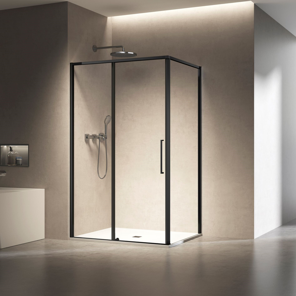 Душевой уголок Slim 8mm VSR-6SL8014CLB, 1400*800, черный, стекло прозрачное