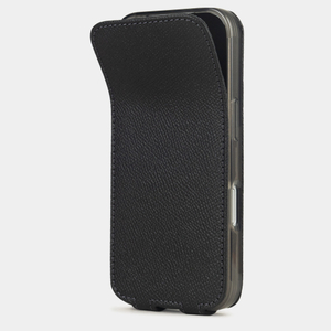 Чехол iPhone 17 Pro натуральная кожа сафьяно, черного цвета