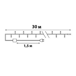 ULD-S3000-300-DGA MULTI IP20 Гирлянда светодиодная. 30м. 300 светодиодов. Разноцветный свет. Провод зеленый. ТМ Uniel