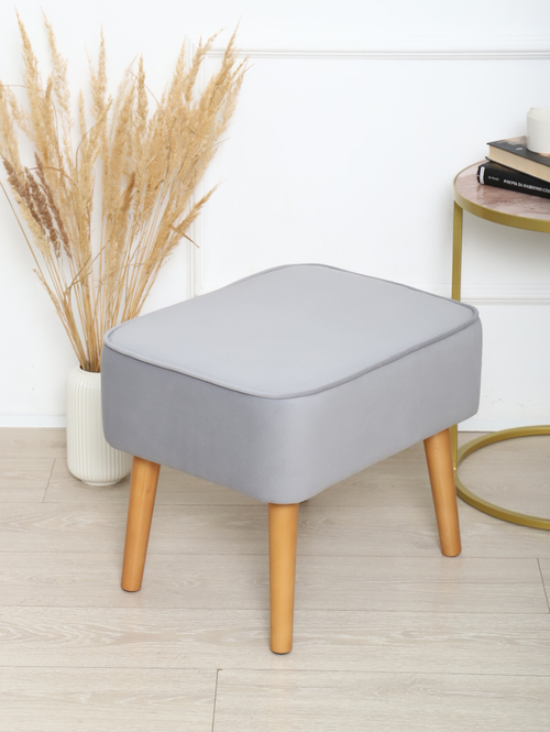 Пуф "Donatello"антивандальный велюр Grey/натурал. Для кухни, прихожей, салона красоты, офиса. 53х41х44см