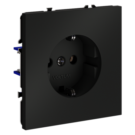 Розетка встраиваемая VOLTUM S70 с заземлением 16А, (черный матовый)