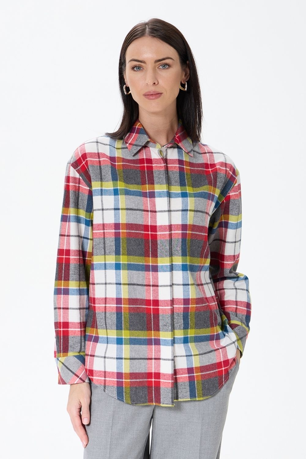 Рубашка Хельсинки белая клетка фланель