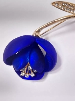 Брошь Пион синий