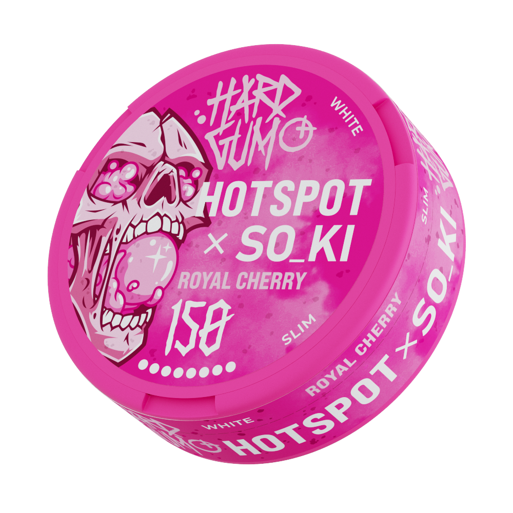 СНЮС HOTSPOT x SO_KI HARD GUM ROYAL CHERRY (150МГ) - ЖВАЧКА КОРОЛЕВСКАЯ ВИШНЯ