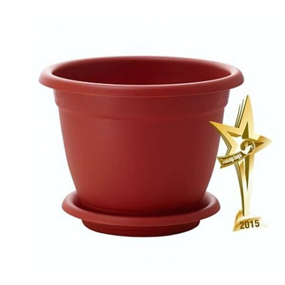 Горшок для цветов Борнео D 240 mm, 4,4л с подставкой №5 терракотовый (пластиковый)