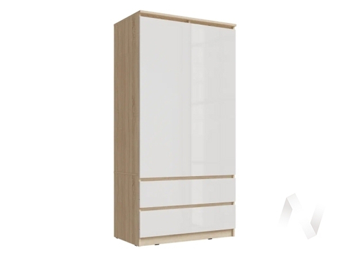 Шкаф 2-х ств (2УПК) комбинированный (Ш) МС Челси (дуб сонома/белый глянец холодный)