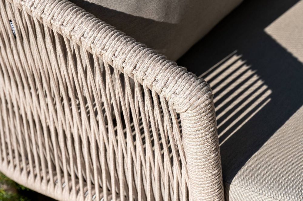 "Верона" лаунж-зона 5-местная плетеная из роупа (веревки), каркас алюминиевый белый, роуп бежевый