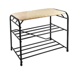 ПОДСТАВКА ДЛЯ ОБУВИ 3 ПОЛКИ 65СМ СИДЕНЬЕМ ЗАМША ЧЕРНЫЙ