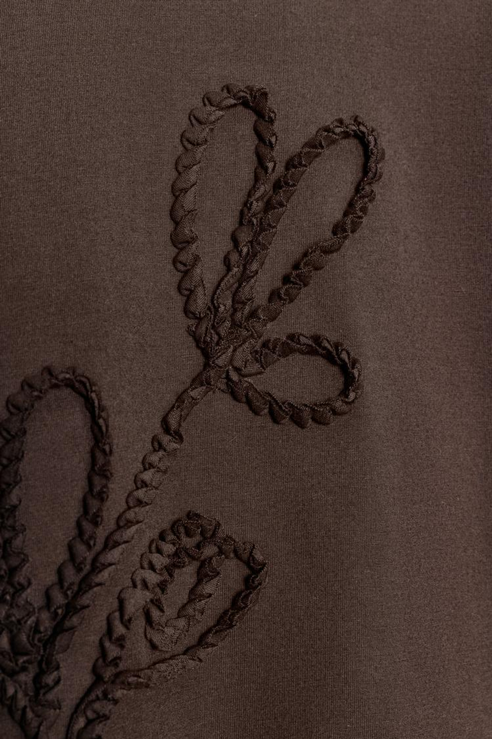 ZARA ФУТБОЛКА С РЕЛЬЕФНЫМИ БАНТАМИ, КОРИЧНЕВЫЙ