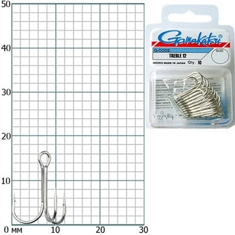 Крючок тройник рыболовный TREBLE 12 Nickel №08 упк по 10шт