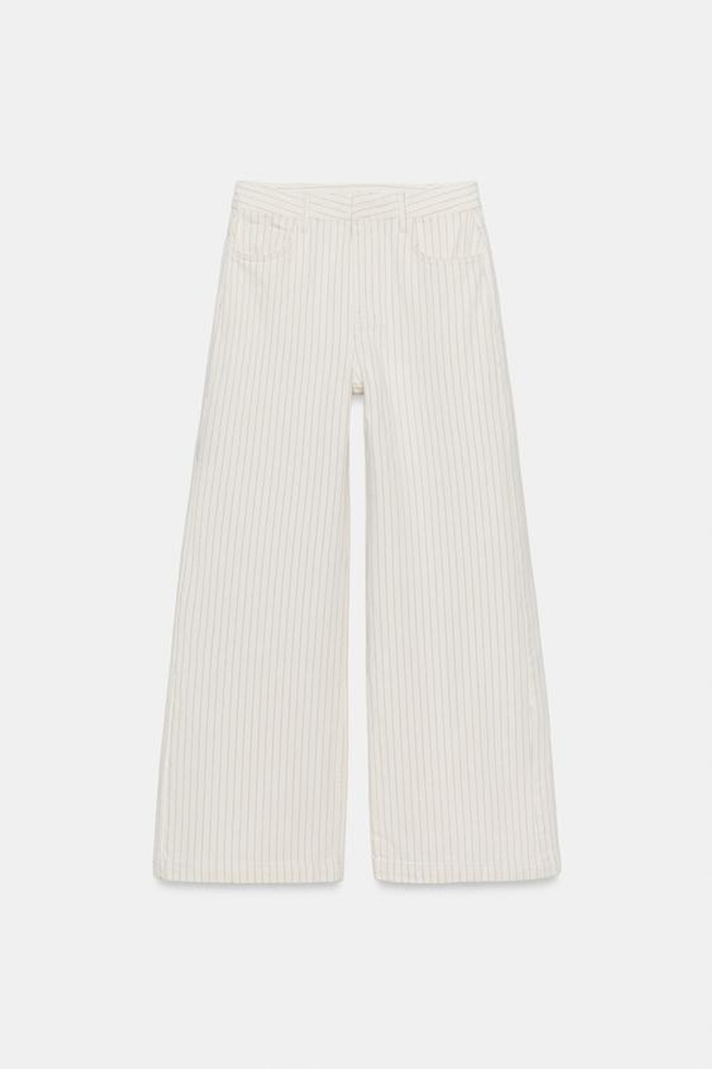 ZARA ДЖИНСЫ WIDE LEG В ПОЛОСКУ С ВЫСОКОЙ ПОСАДКОЙ — ZW COLLECTION, ЭКРЮ