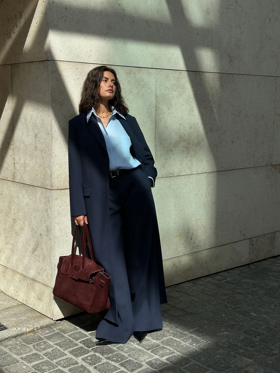 Рубашка из поплина голубая