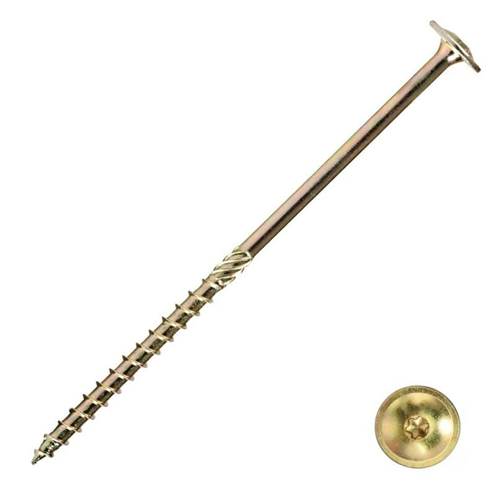 Саморез конструкционный с прессшайбой желтый цинк 8х260