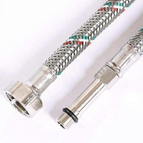 UNI-FITT Гибкая подводка для смесителя МL10х1 - 1/2", 120 см, удлиненный штуцер, DN 8, оплетка из нержавеющей