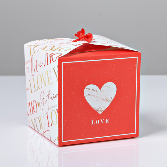 Коробка складная «Люблю», 12 × 12 × 12 см