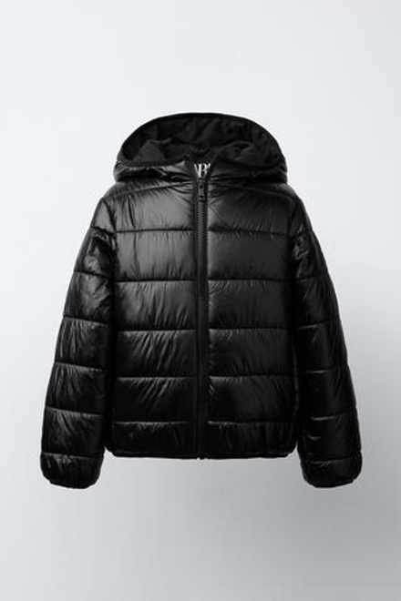 ZARA ЛЕГКАЯ КУРТКА С КАПЮШОНОМ, ЧЕРНЫЙ