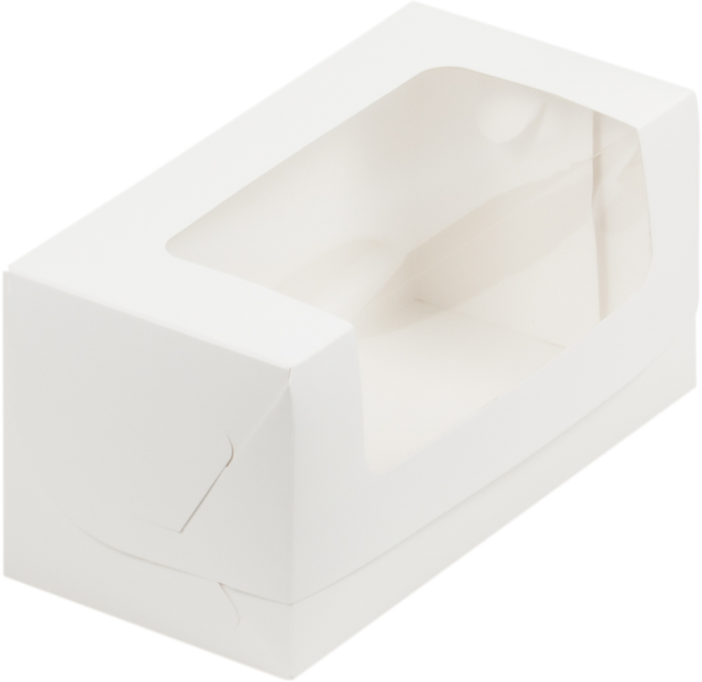 Коробка для кекса белая с окном 200х100х100