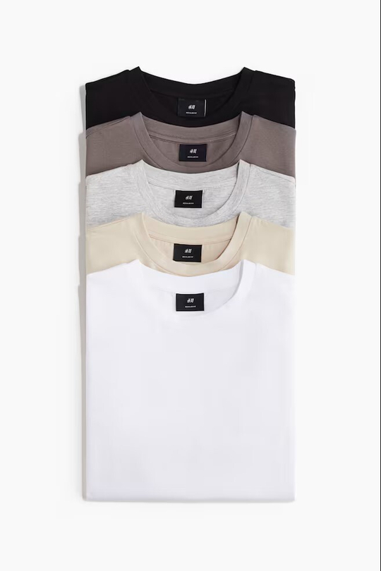 H&M Футболка комплект 5 шт, серый меланж