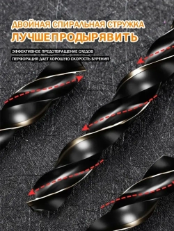 шестигранный хвостовик/Набор сверл по металлу HSS 15 шт (1.5-6.5 мм)