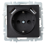 Розетка с заземлением  IEK BR-R14-16-U21-D21-K46