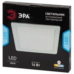 Светильник светодиодный встраиваемый Даунлайт ЭРА LED 2-16-4K квадратный 16Вт 4000К | Downlight