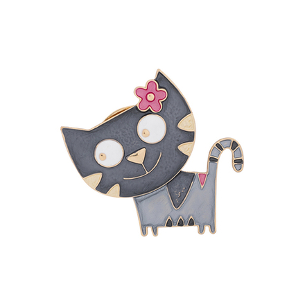 Брошь Shadore Весёлый кот XZ0867.2 BW/G