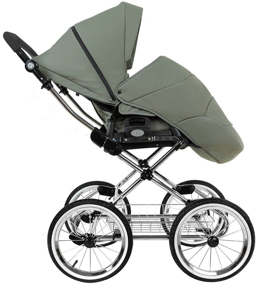 Детская коляска Roan Bass Next Classic d14 2.0 3 в 1 с автокреслом Pituso Baesa Pro Black BSNC/92/2 Sage Green/Black/руч.Black