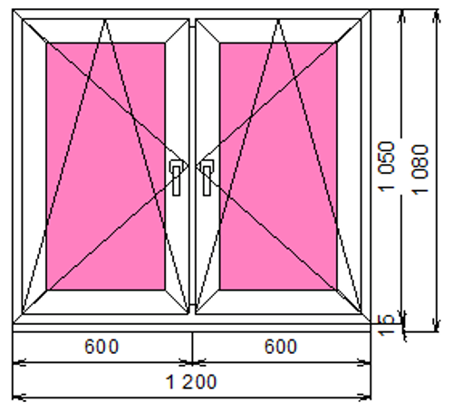 Пластиковое окно 1050 х 1200 ТермА Эко
