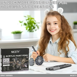NICETY акриловые маркеры 0,7 мм, 30 шт, Grey
