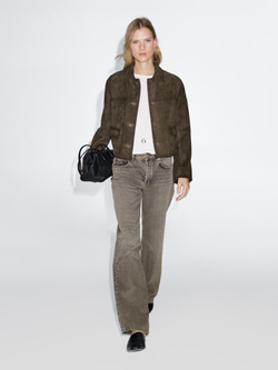 Massimo Dutti Джинсы со средней посадкой и широкими штанинами, серый