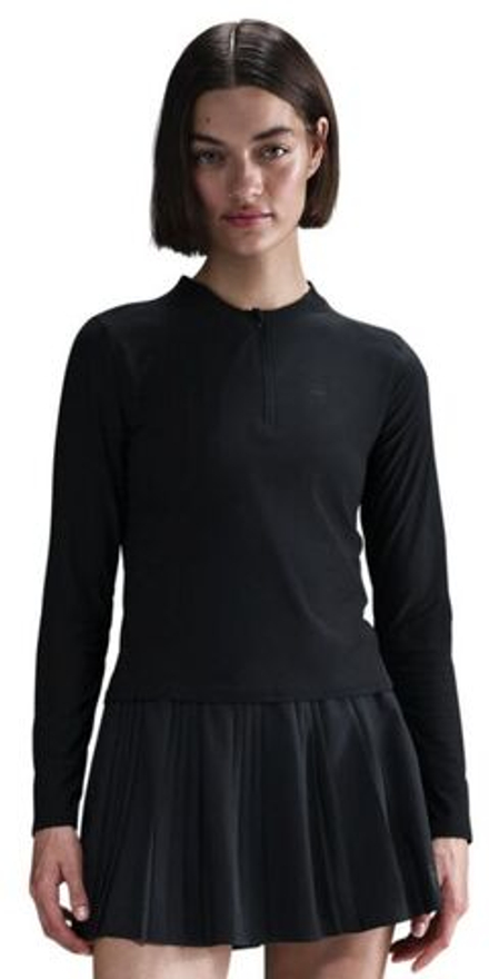 Женская теннисная футболка (dł. Рукава) Nike Court Advantage Dri-Fit Mid-Layer Tennis Top - черный