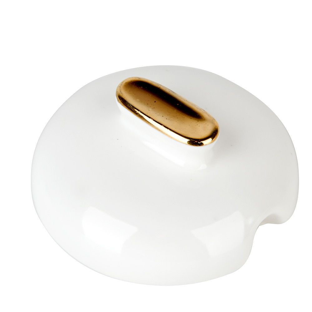 Сахарница с ложкой "Prime" v=250мл d=6,5см с золотой окантовкой (фарфор) (подарочная упаковка)