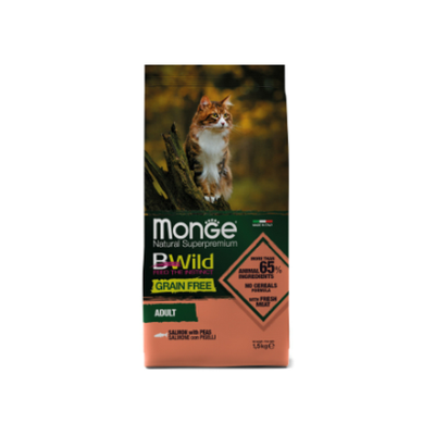 Сухой корм для кошек из лосося беззерновой Monge Cat BWild GRAIN FREE 1,5кг