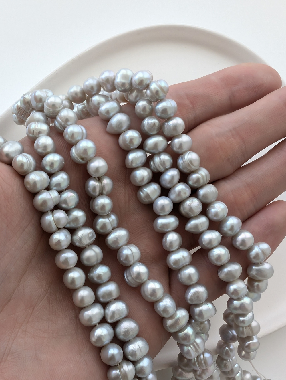 Жемчуг натуральный серый ~ 7мм