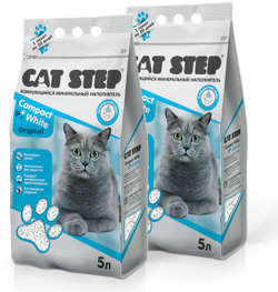 CAT STEP Compact White Original Наполнитель комкующийся минеральный 10 л