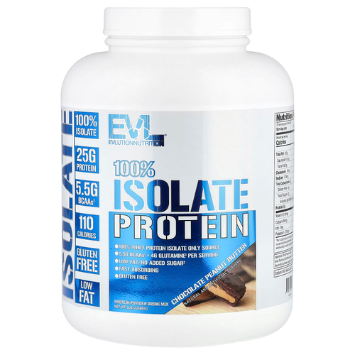 EVLution Nutrition, 100% изолят протеина, шоколадно-арахисовая паста, 2,268 кг (5 фунтов)