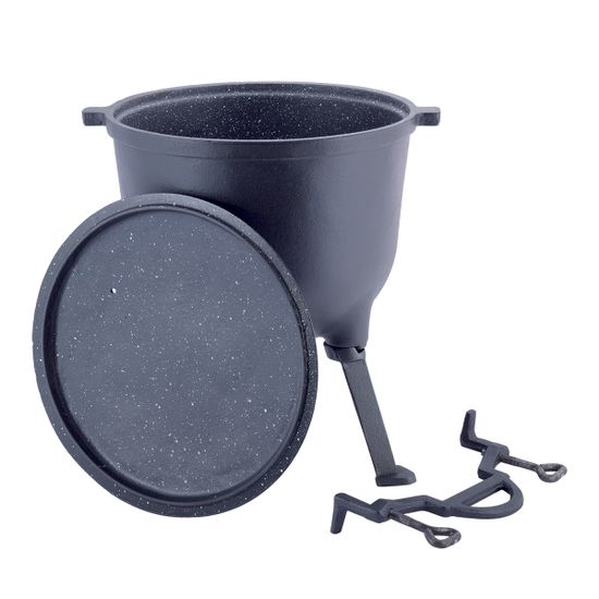 Котелок чугунный 10 л. на ножках с антипригарным покрытием Kamille KM-4802M