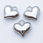 Подвеска Сердце, цвет серебро (родий), размер 14*14 мм, цена за 1 шт