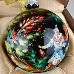 Набор новогодних шаров с ручной росписью "По-щучьему веленью" и "Жар-птица" в футляре