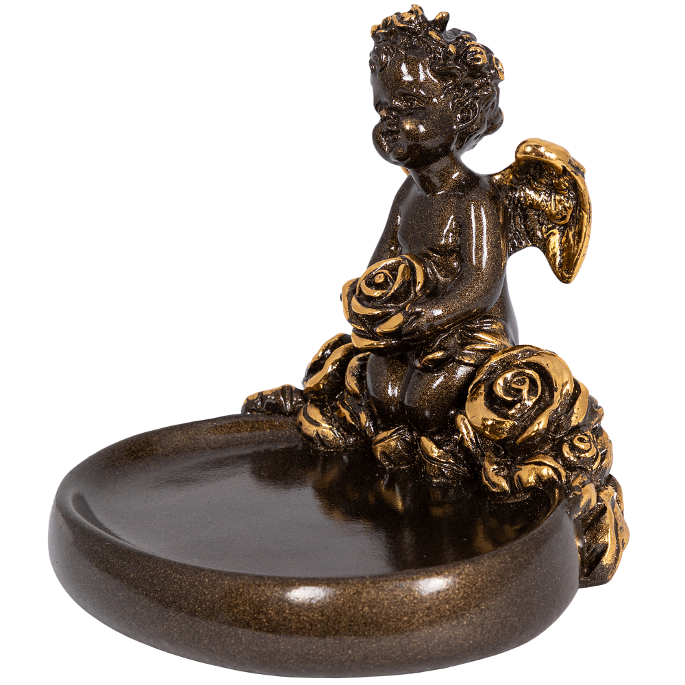 Мыльница Ангел с розами Бронза