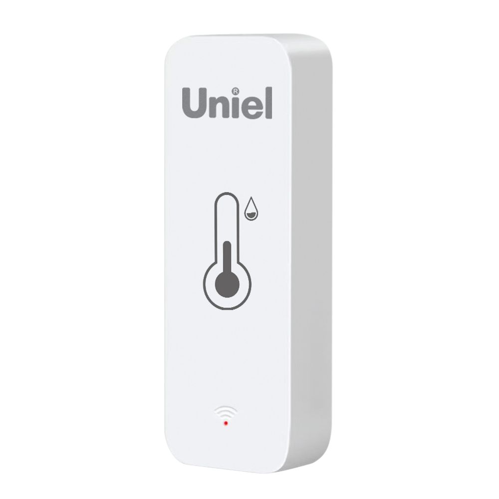 USN-A500 TS-WF WHITE Умный ИК-датчик температуры и влажности Wi-Fi+Bluetooth. на батарейках AAAx2 н-к. 12м. Накладной. Белый. Голосовое управление+приложение UnielSmart. TM Uniel