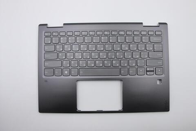 Верхняя панель с клавиатурой (топкейс) для ноутбука Lenovo Yoga 720-13IKB серая, с подсветкой, раскладка - русская (5CB0N68007)