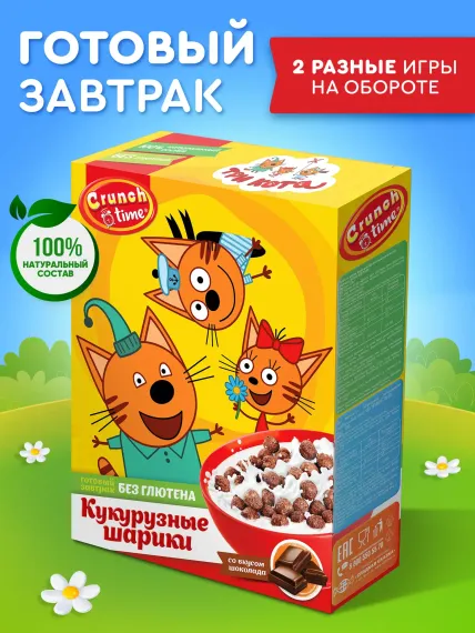 Сухой завтрак Сладкая сказка с шоколадными шариками CRUNCH TIME ТРИ КОТА 170 г